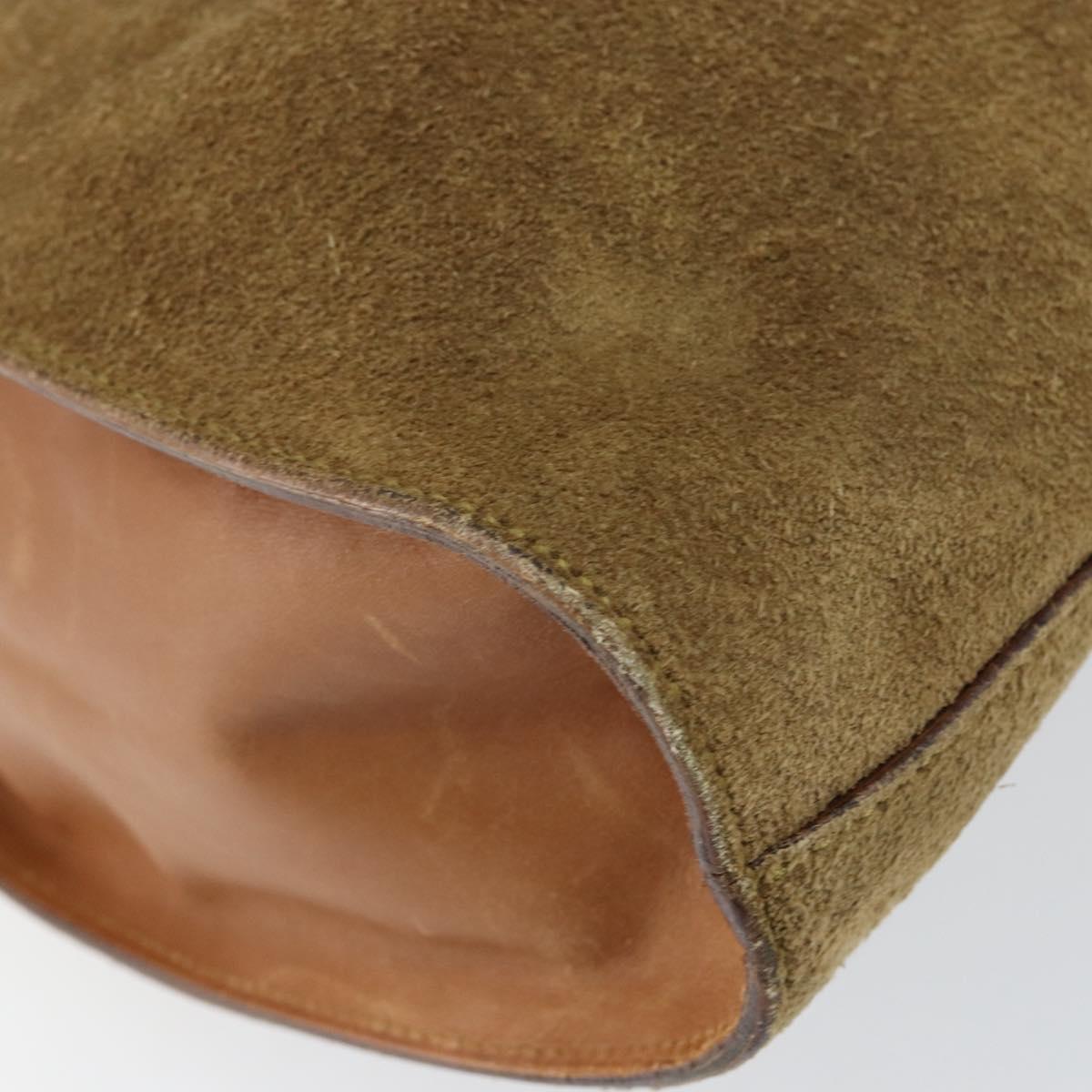 GUCCI Shoulder Bag Suede Beige Gold 76553 Auth 148376