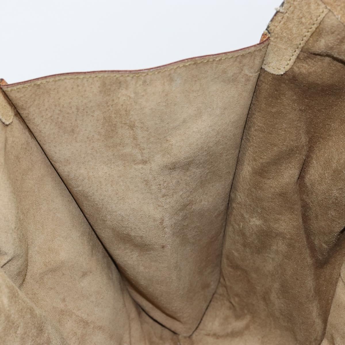 GUCCI Shoulder Bag Suede Beige Gold 76553 Auth 148376