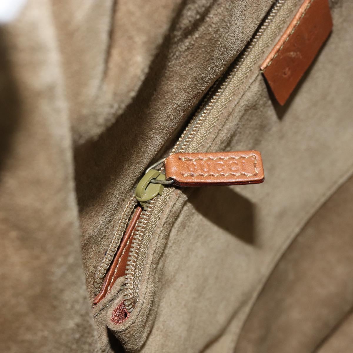 GUCCI Shoulder Bag Suede Beige Gold 76553 Auth 148376