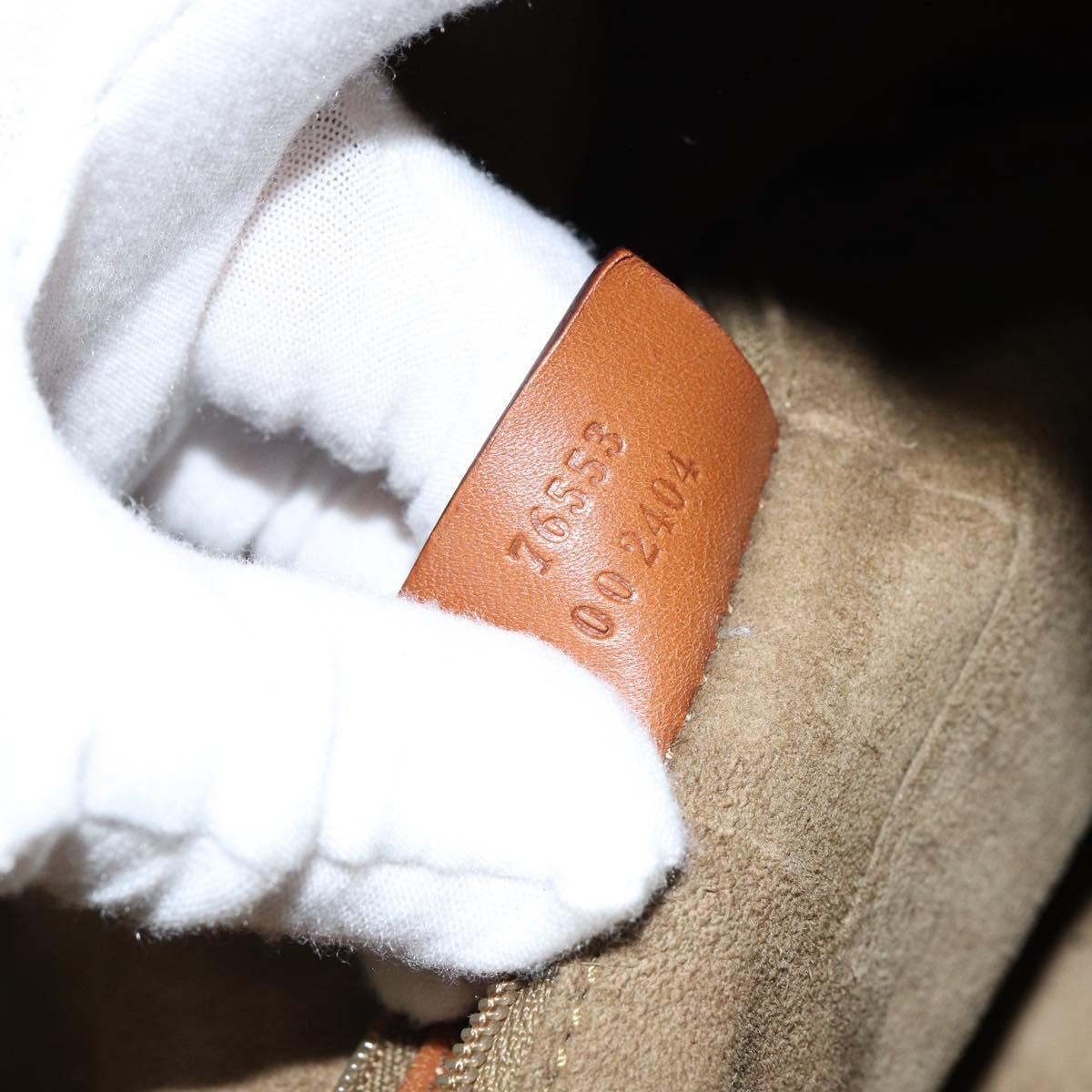 GUCCI Shoulder Bag Suede Beige Gold 76553 Auth 148376