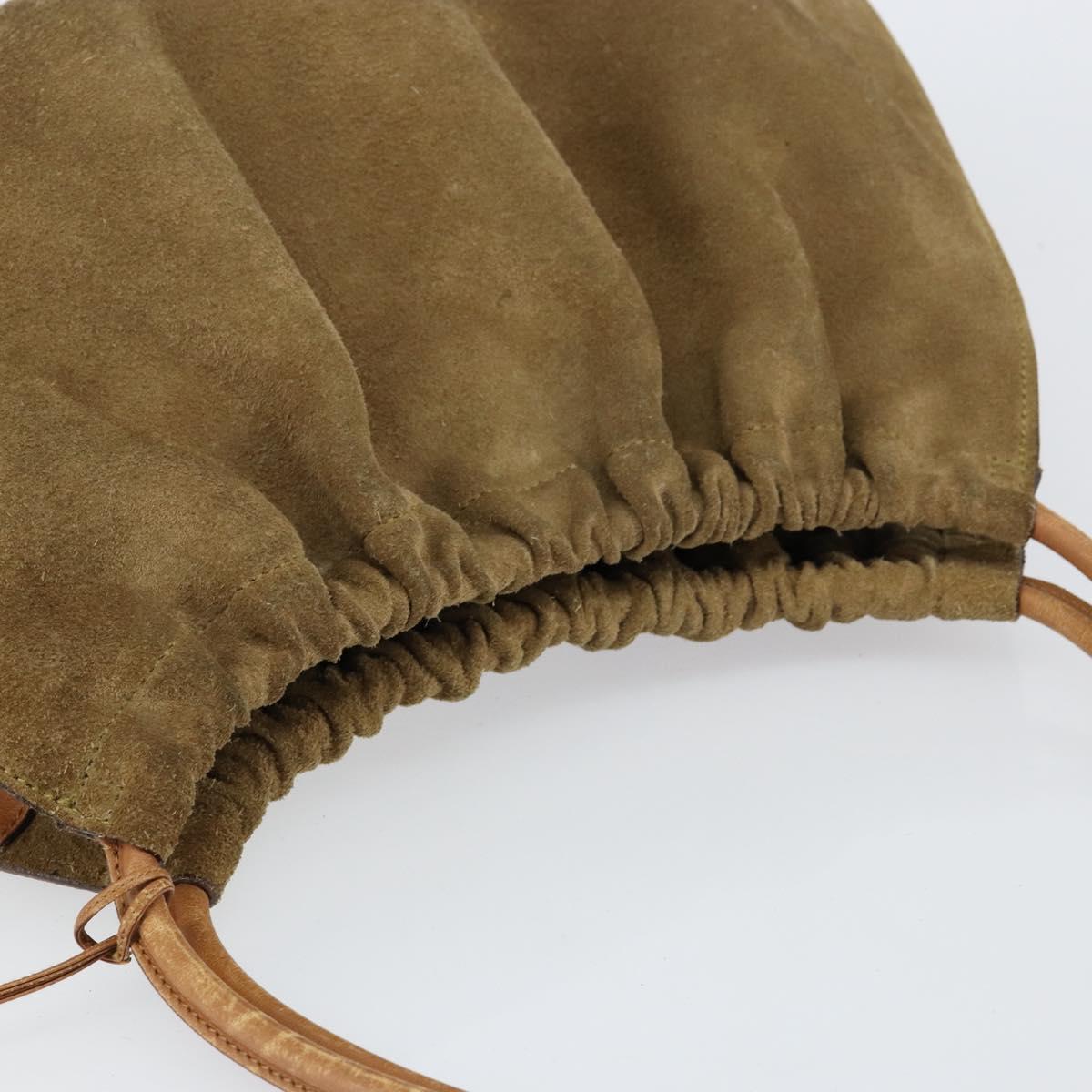 GUCCI Shoulder Bag Suede Beige Gold 76553 Auth 148376