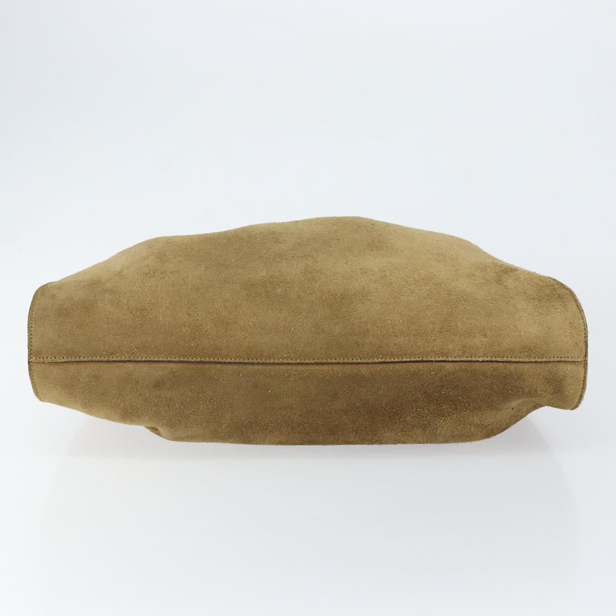 GUCCI Shoulder Bag Suede Beige Gold 76553 Auth 148376