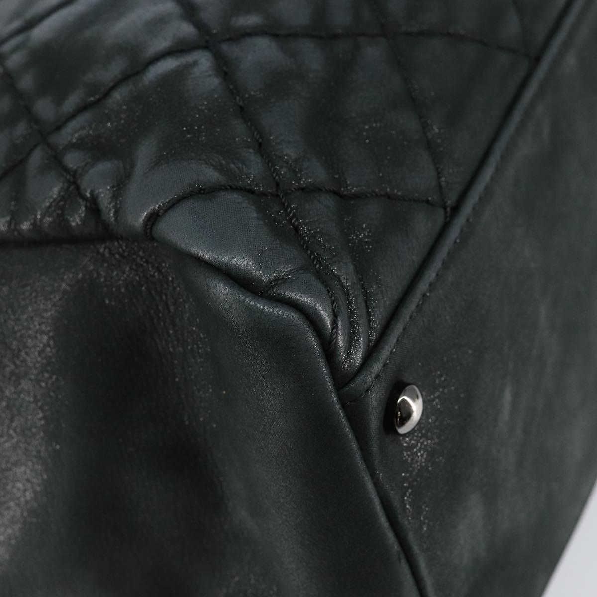 CHANEL Wild Stitch Chain Shoulder Bag Coated Canvas Green CC Auth 148380