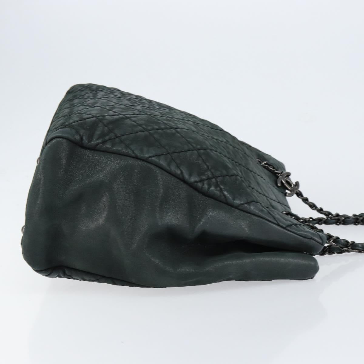 CHANEL Wild Stitch Chain Shoulder Bag Coated Canvas Green CC Auth 148380