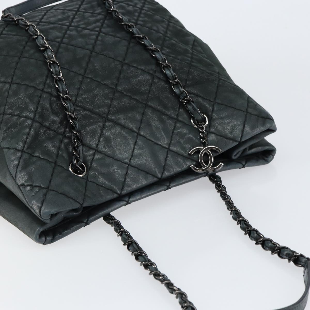 CHANEL Wild Stitch Chain Shoulder Bag Coated Canvas Green CC Auth 148380
