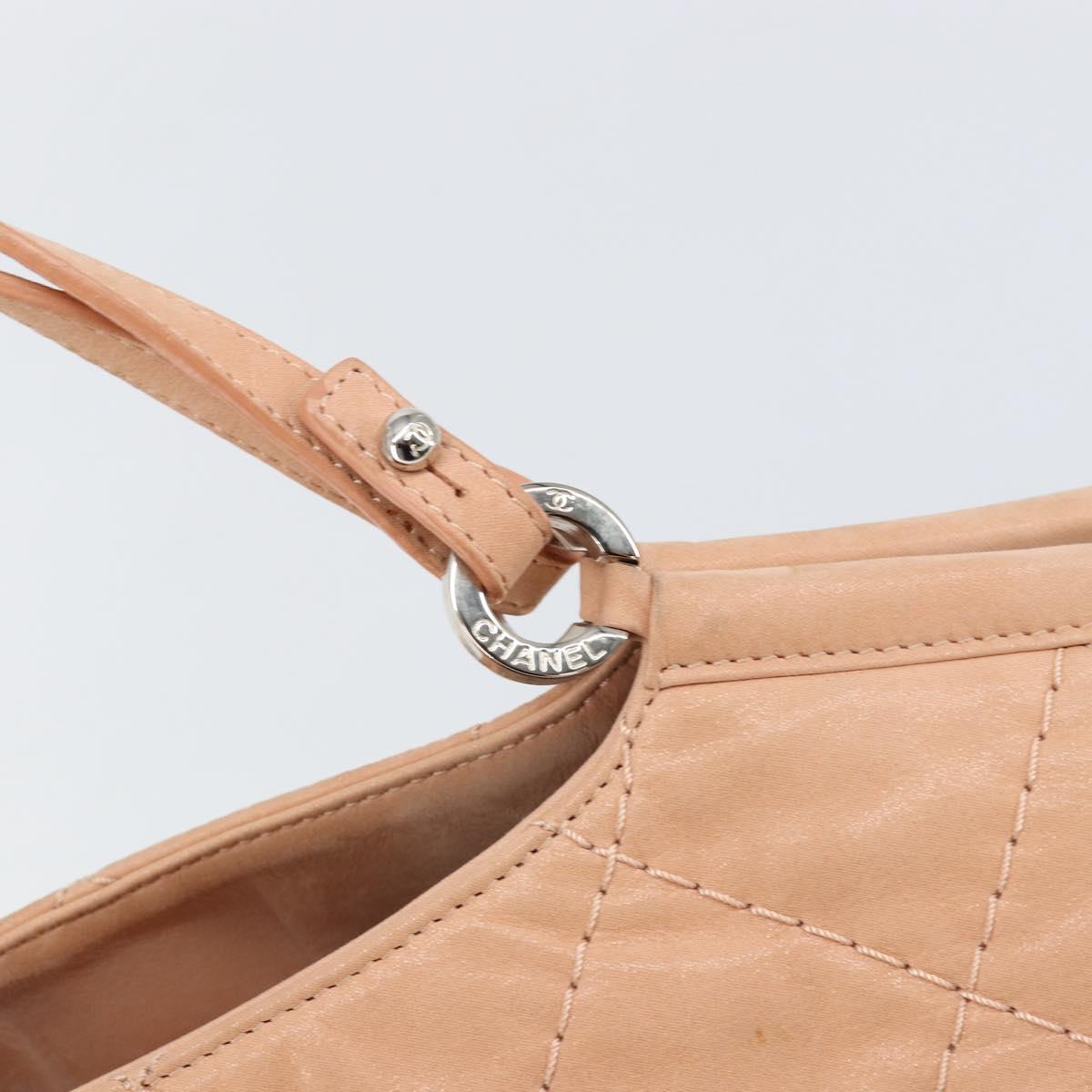 CHANEL Wild Stitch Chain Shoulder Bag Coated Canvas Beige CC Auth 148381