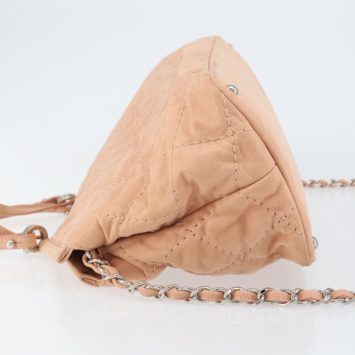 CHANEL Wild Stitch Chain Shoulder Bag Coated Canvas Beige CC Auth 148381