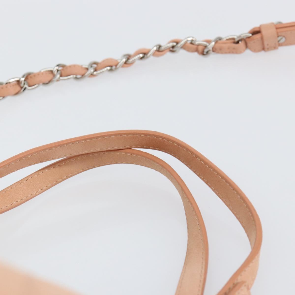 CHANEL Wild Stitch Chain Shoulder Bag Coated Canvas Beige CC Auth 148381