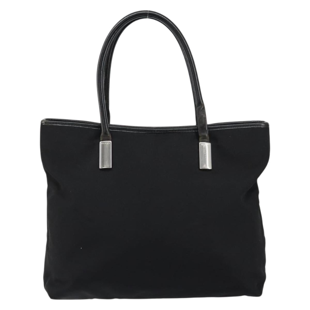 GUCCI Hand Bag Nylon Black Silver 002 2123 0457 Auth 148385