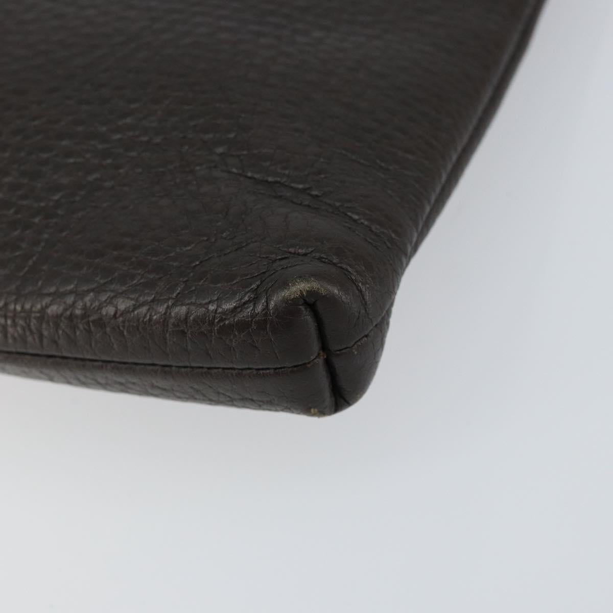 GUCCI Clutch Bag Leather Dark Brown Silver 546532 Auth 148386