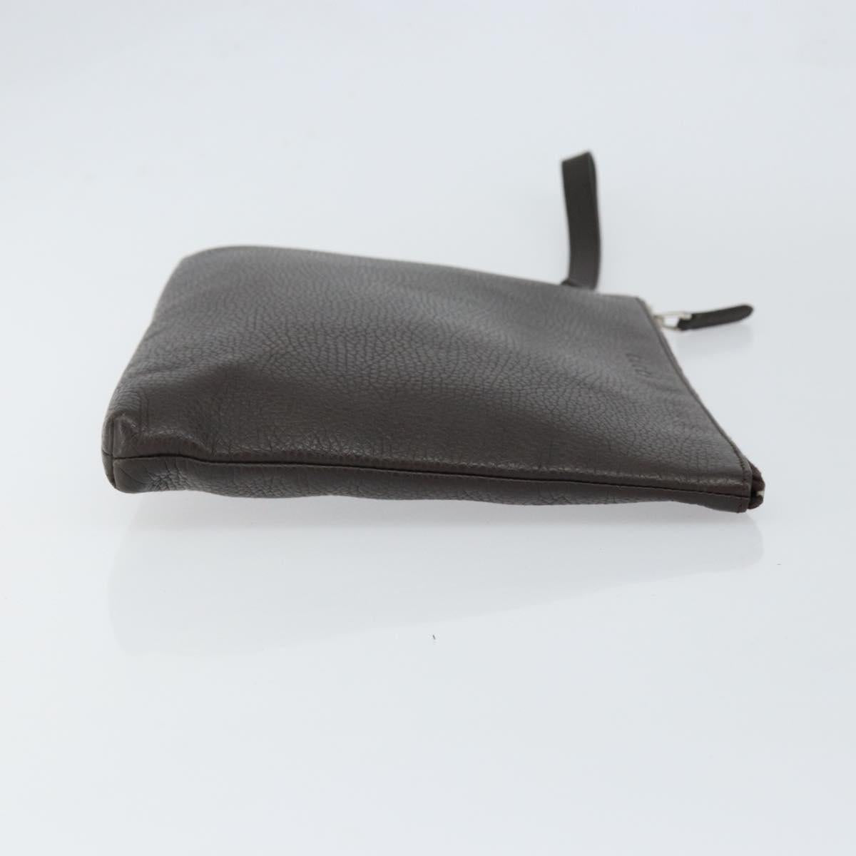 GUCCI Clutch Bag Leather Dark Brown Silver 546532 Auth 148386