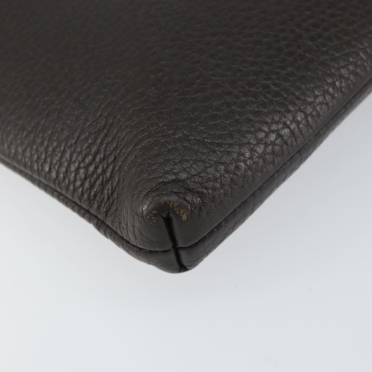 GUCCI Clutch Bag Leather Dark Brown Silver 546532 Auth 148386