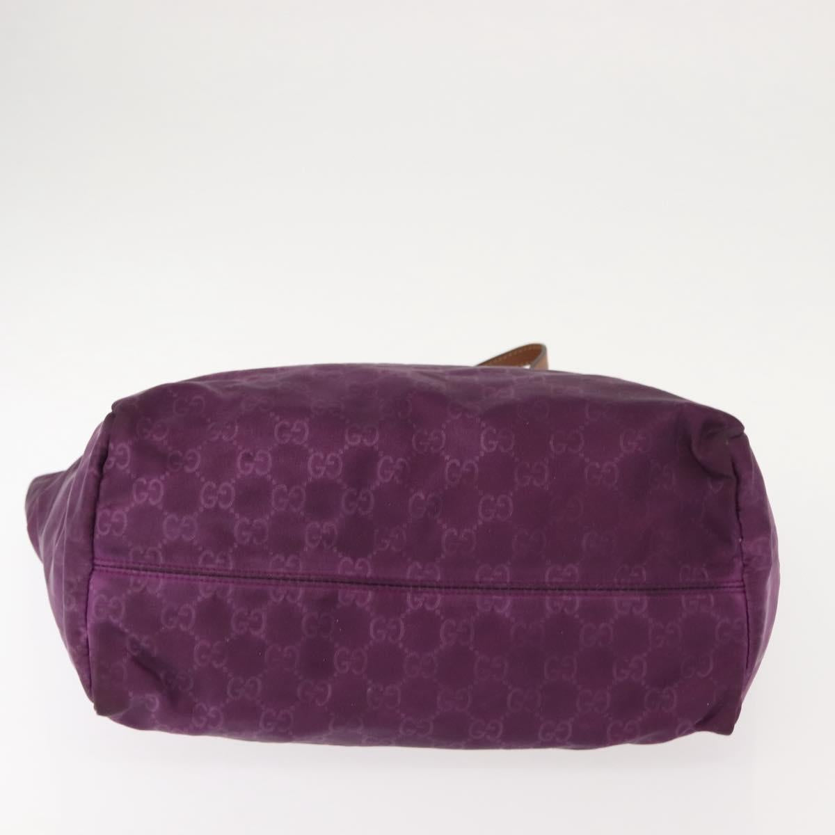 GUCCI GG Nylon Tote Bag Purple Gold 282439 Auth 148387
