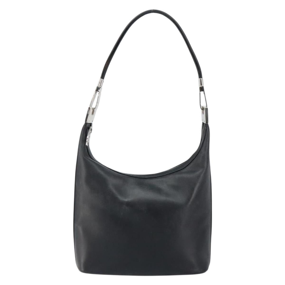 GUCCI Shoulder Bag Leather Black Silver 001 3814 3754 Auth 148388