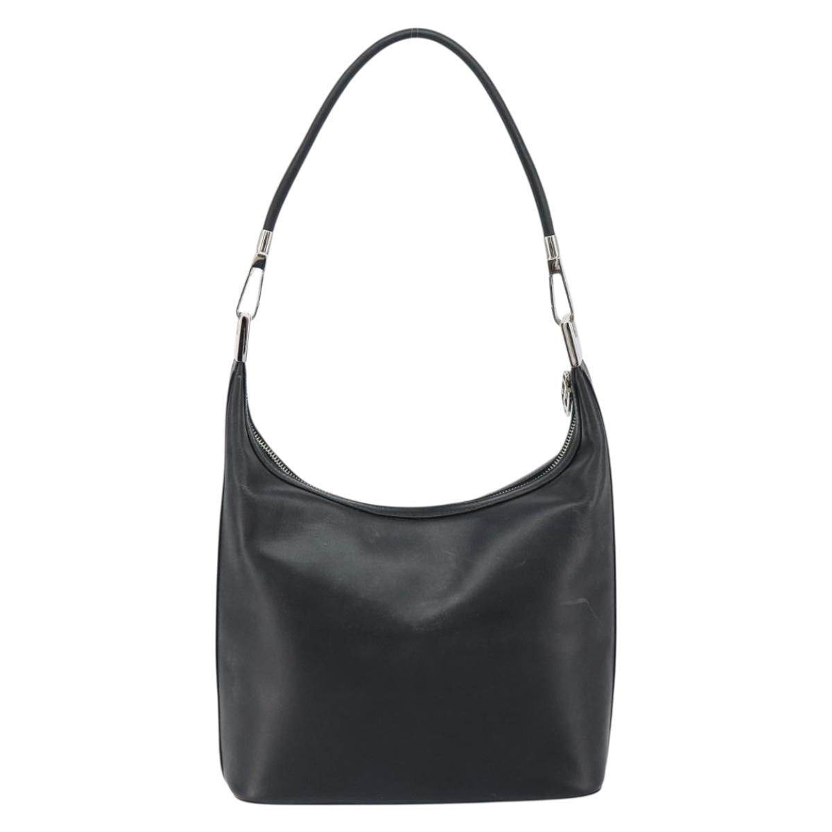 GUCCI Shoulder Bag Leather Black Silver 001 3814 3754 Auth 148388