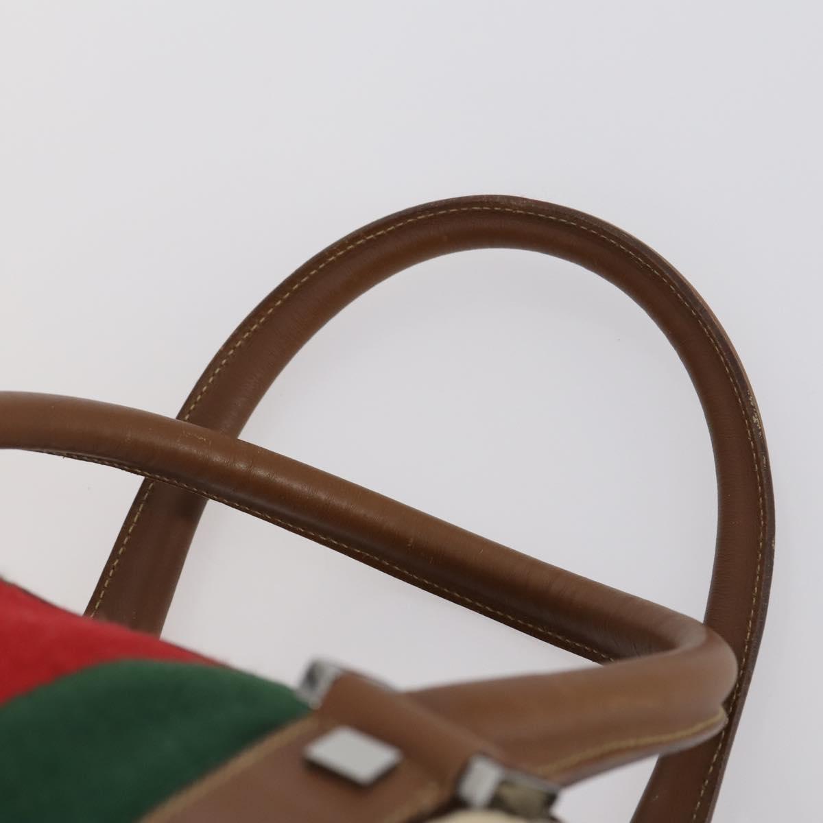 GUCCI GG Canvas Web Sherry Line Boston Bag Beige Green Red Auth 148391