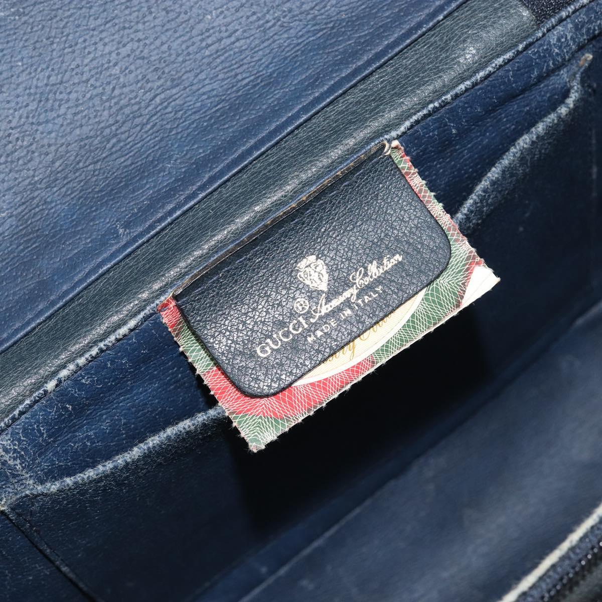 GUCCI GG Supreme Sherry Line Shoulder Bag PVC Navy Gold 904 02 069 Auth 148394