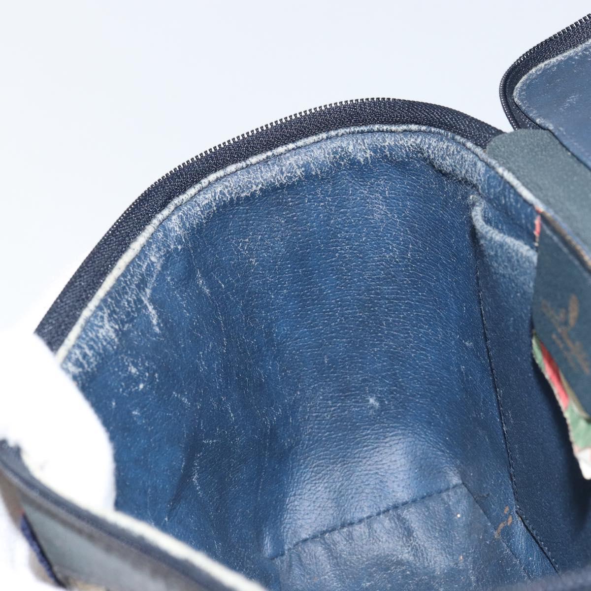 GUCCI GG Supreme Sherry Line Shoulder Bag PVC Navy Gold 904 02 069 Auth 148394