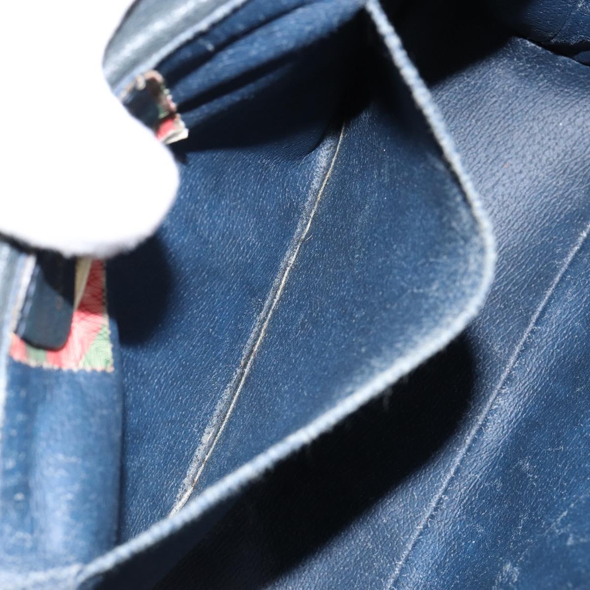 GUCCI GG Supreme Sherry Line Shoulder Bag PVC Navy Gold 904 02 069 Auth 148394