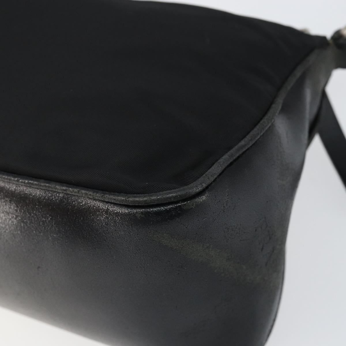 PRADA Shoulder Bag Nylon Black Silver Auth 148396