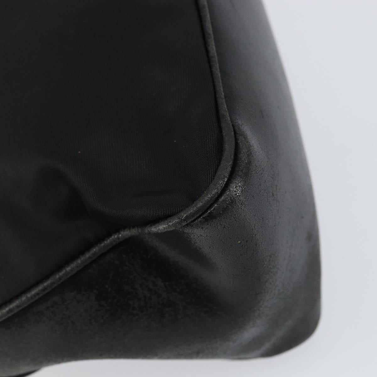 PRADA Shoulder Bag Nylon Black Silver Auth 148396