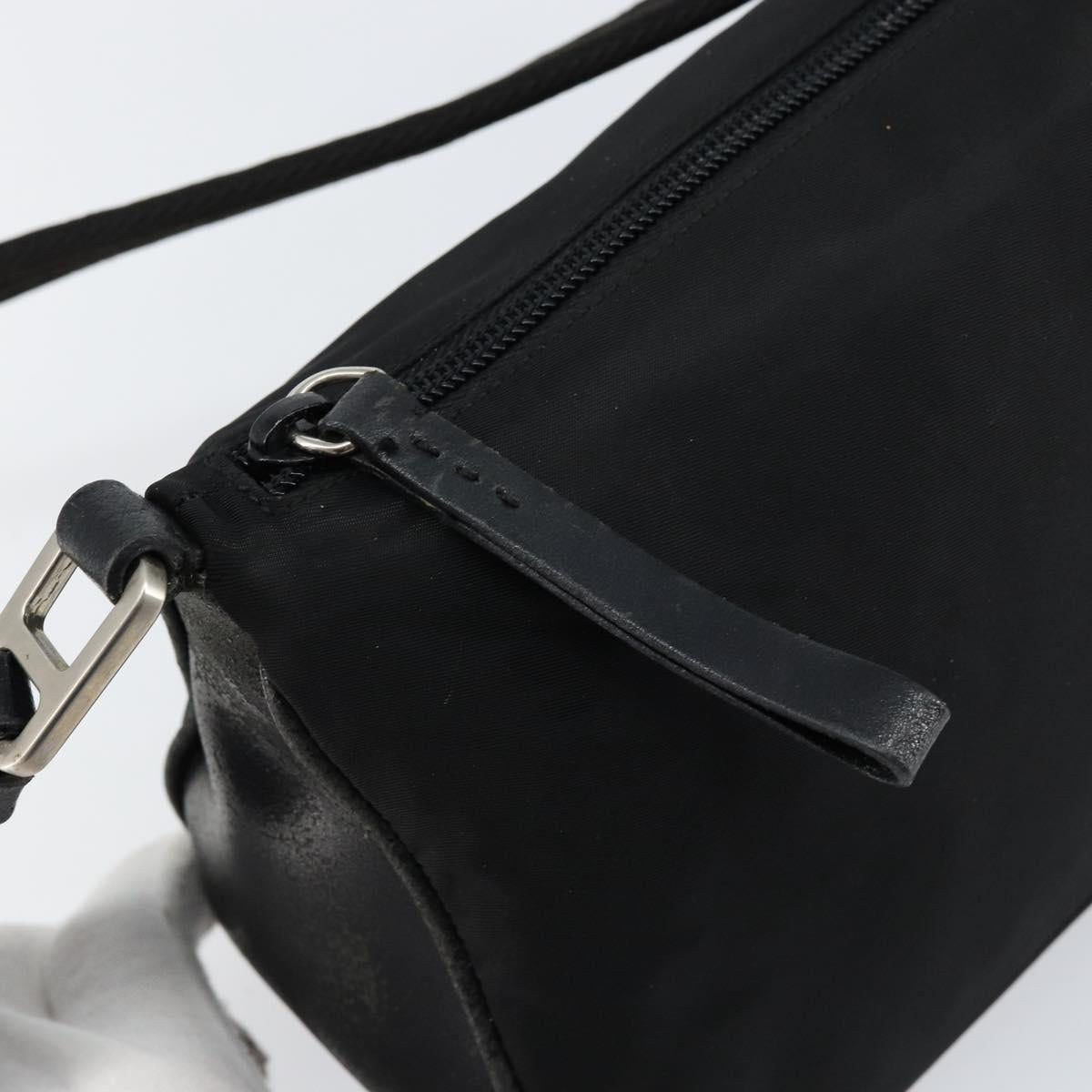 PRADA Shoulder Bag Nylon Black Silver Auth 148396