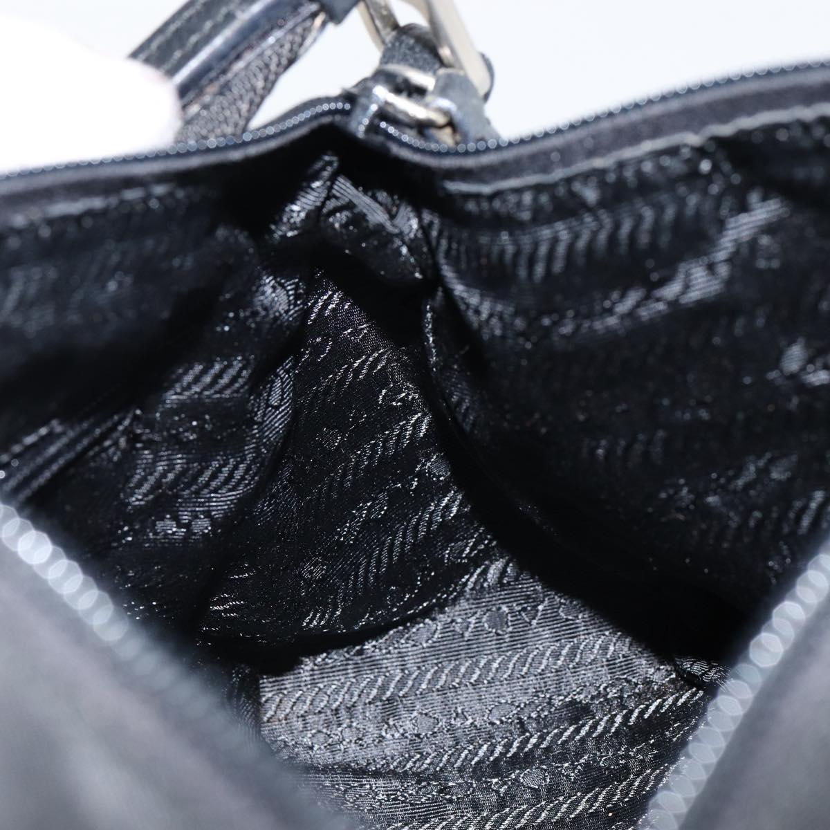 PRADA Shoulder Bag Nylon Black Silver Auth 148396