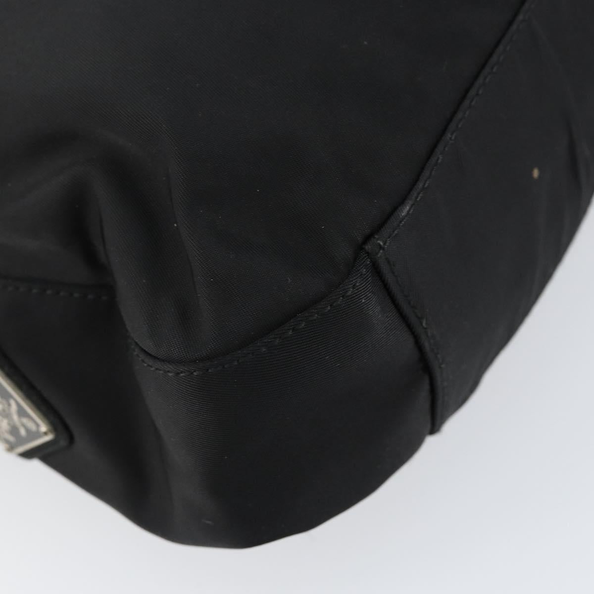 PRADA Shoulder Bag Nylon Black Silver Auth 148397