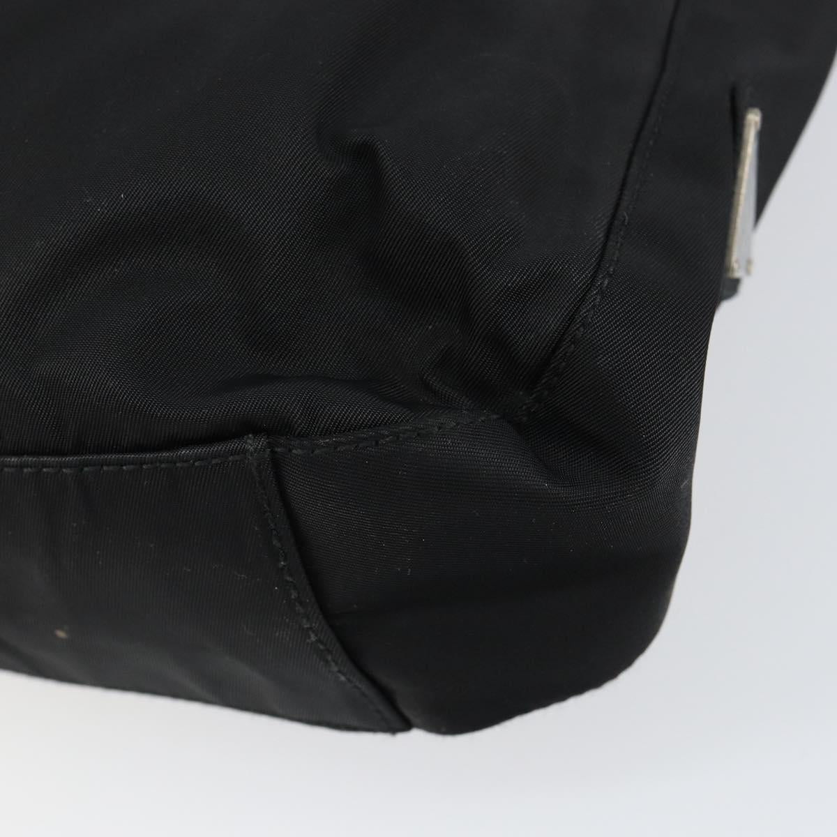 PRADA Shoulder Bag Nylon Black Silver Auth 148397