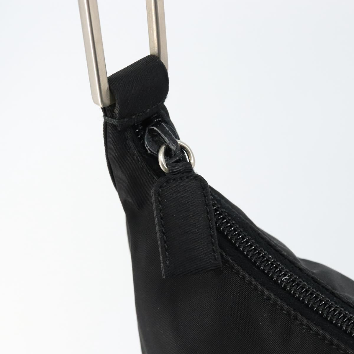 PRADA Shoulder Bag Nylon Black Silver Auth 148397