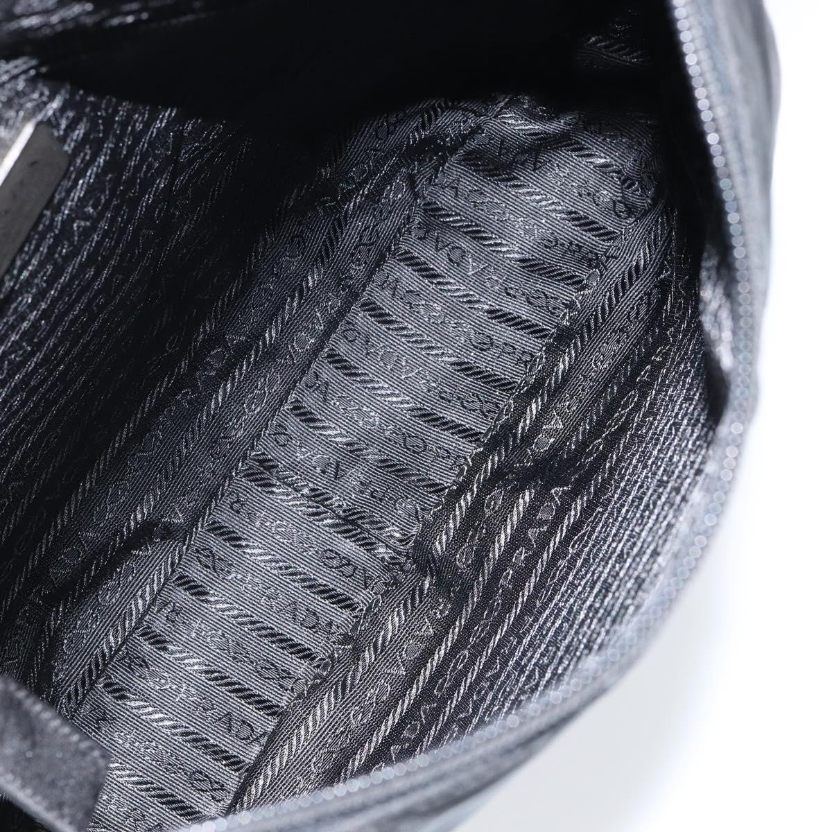 PRADA Shoulder Bag Nylon Black Silver Auth 148397