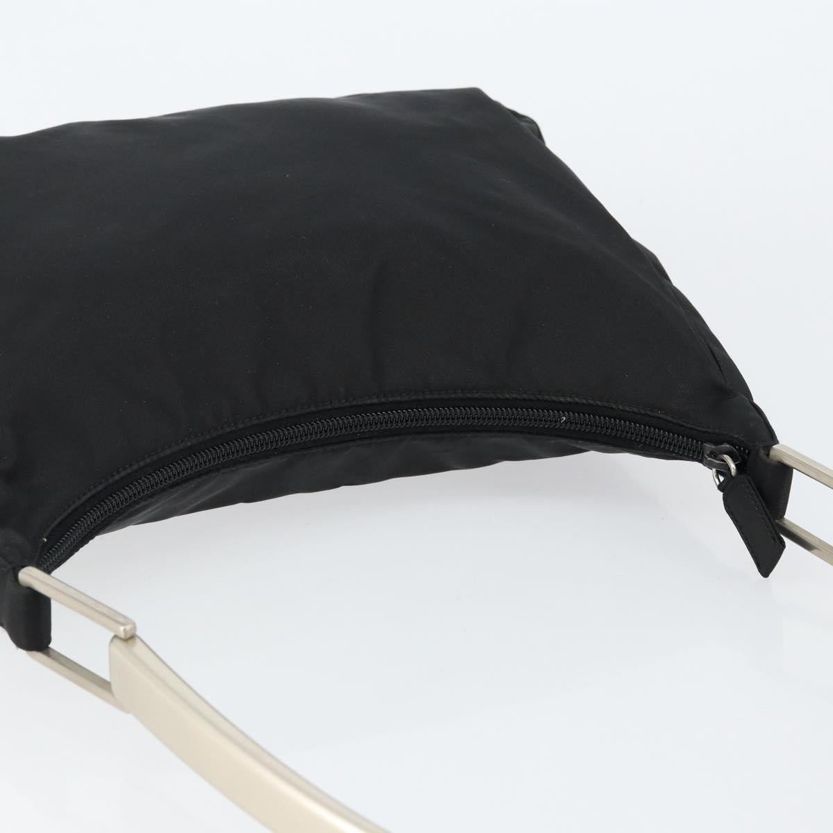 PRADA Shoulder Bag Nylon Black Silver Auth 148397