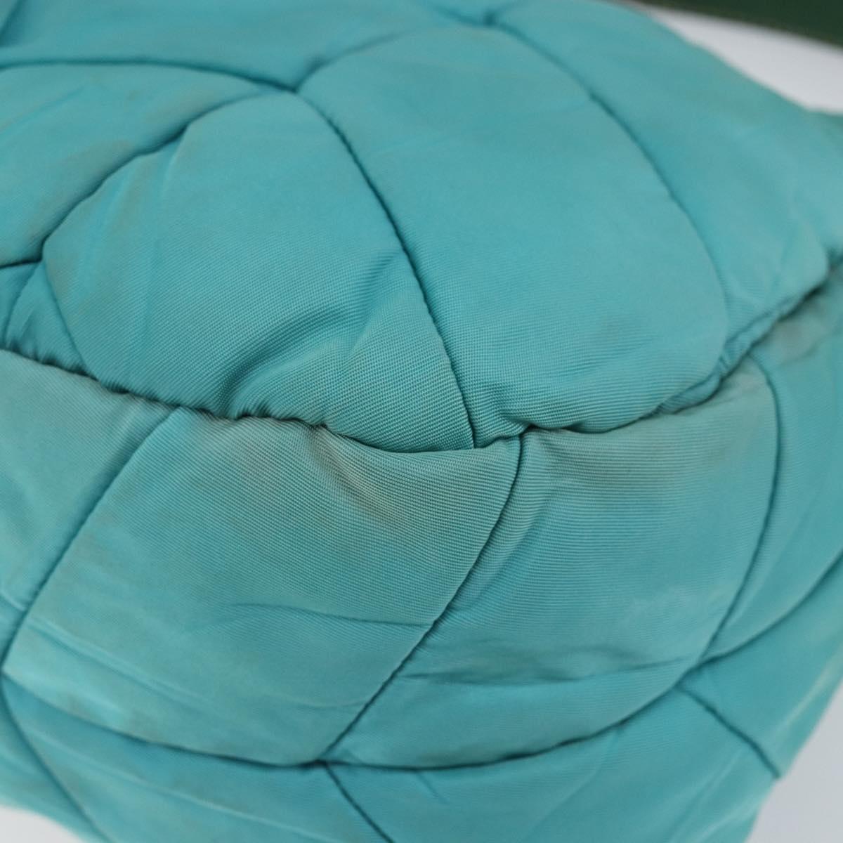 PRADA Shoulder Bag Nylon Turquoise Blue Gold Auth 148398