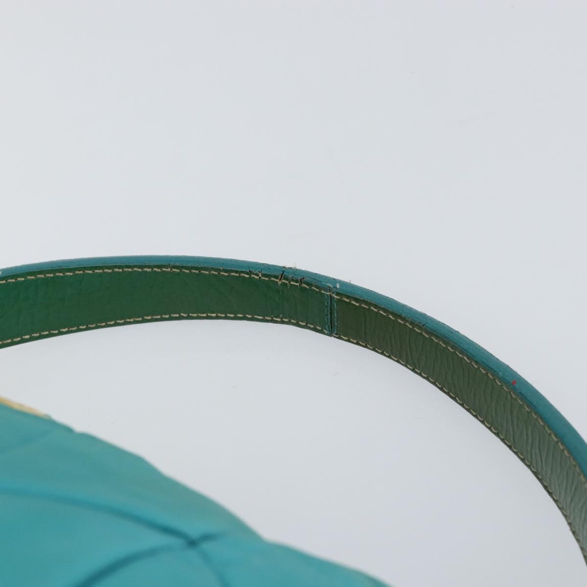 PRADA Shoulder Bag Nylon Turquoise Blue Gold Auth 148398