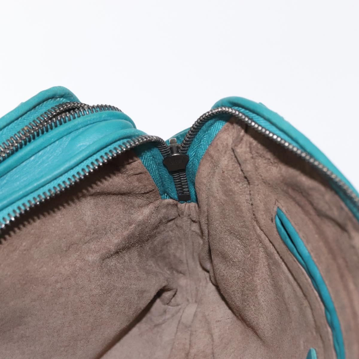 BOTTEGA VENETA INTRECCIATO Shoulder Bag Leather Turquoise Blue Auth 148399