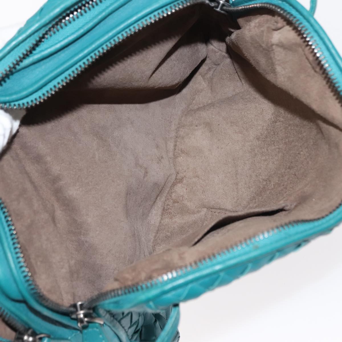 BOTTEGA VENETA INTRECCIATO Shoulder Bag Leather Turquoise Blue Auth 148399