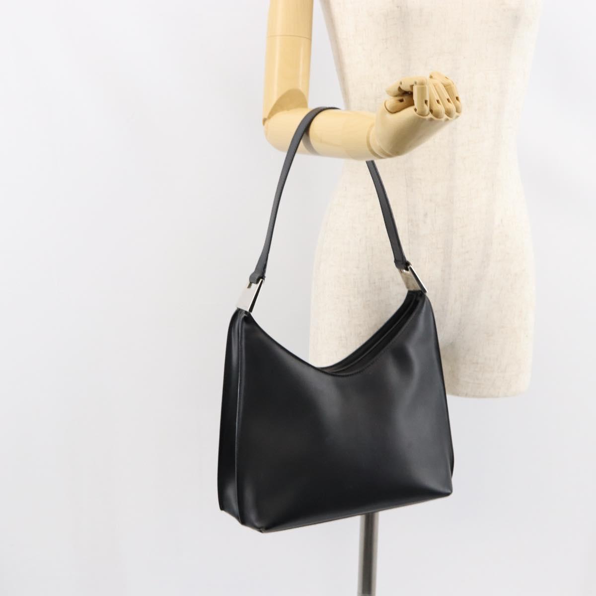 GUCCI Shoulder Bag Leather Black Silver 001 3015 3754 Auth 148401