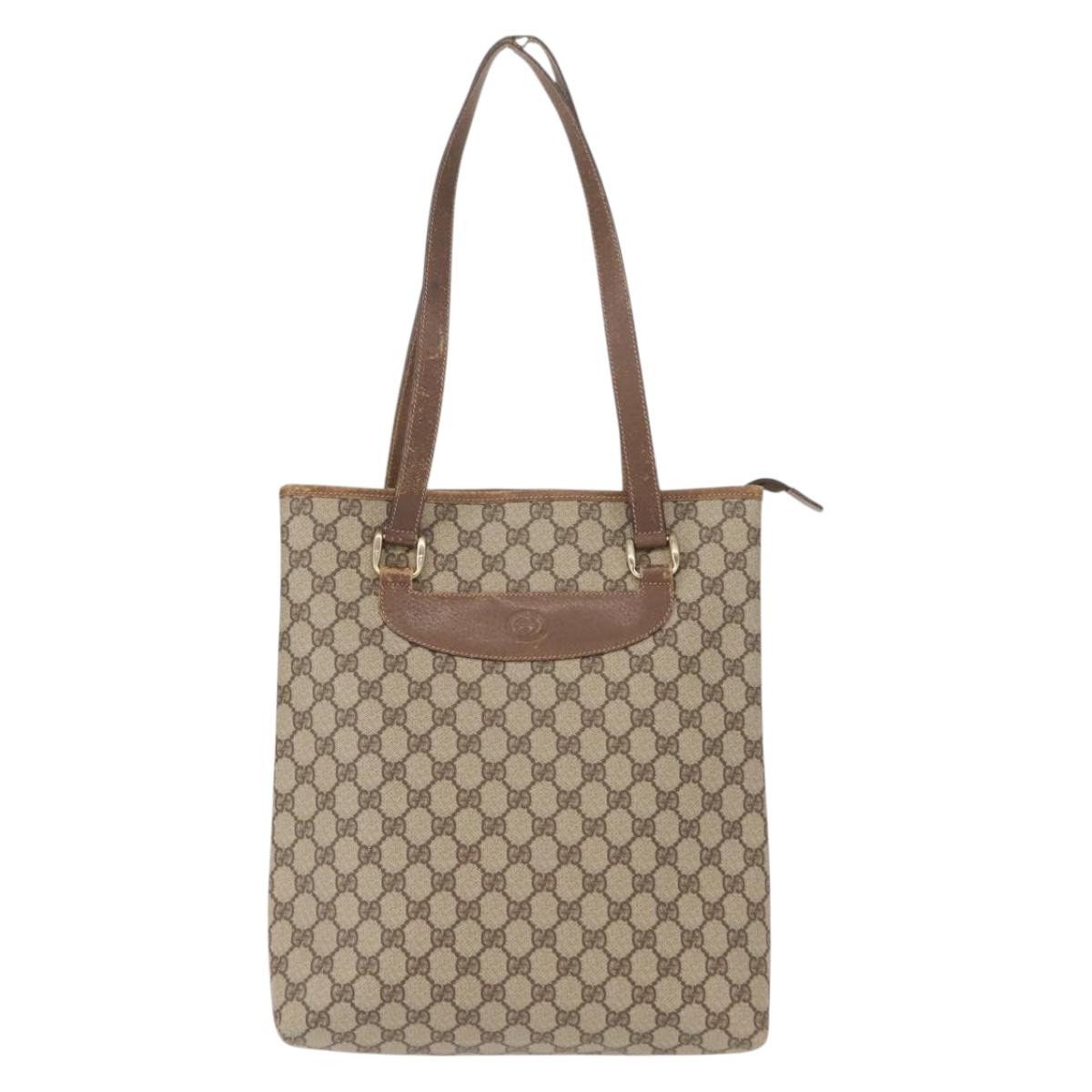 GUCCI GG Supreme Tote Bag PVC Beige Gold 002 39 6130 9411 Auth 148410