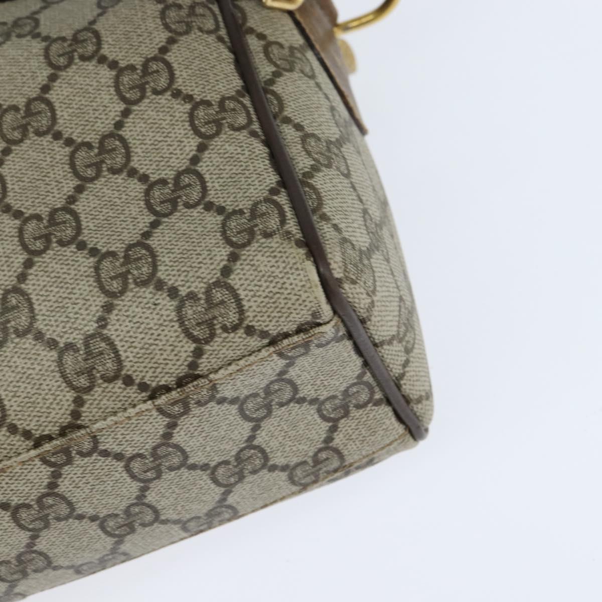 GUCCI GG Supreme Web Sherry Line Hand Bag PVC 2way Beige 67 02 3839 Auth 148415