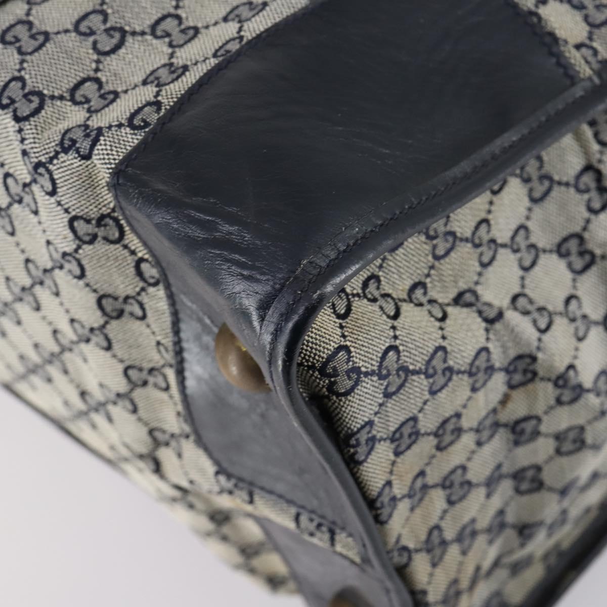 GUCCI GG Canvas Sherry Line Hand Bag Navy Gold Red Auth 148418