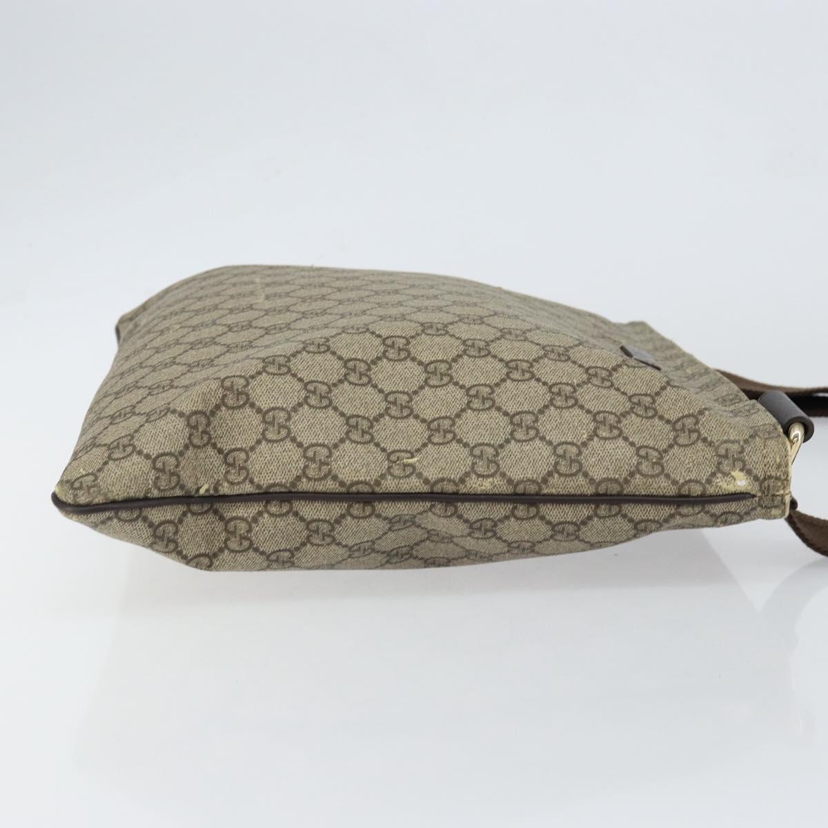 GUCCI GG Supreme Shoulder Bag PVC Beige Gold 201446 Auth 148419