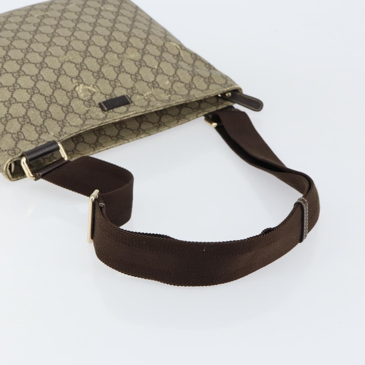 GUCCI GG Supreme Shoulder Bag PVC Beige Gold 201446 Auth 148419