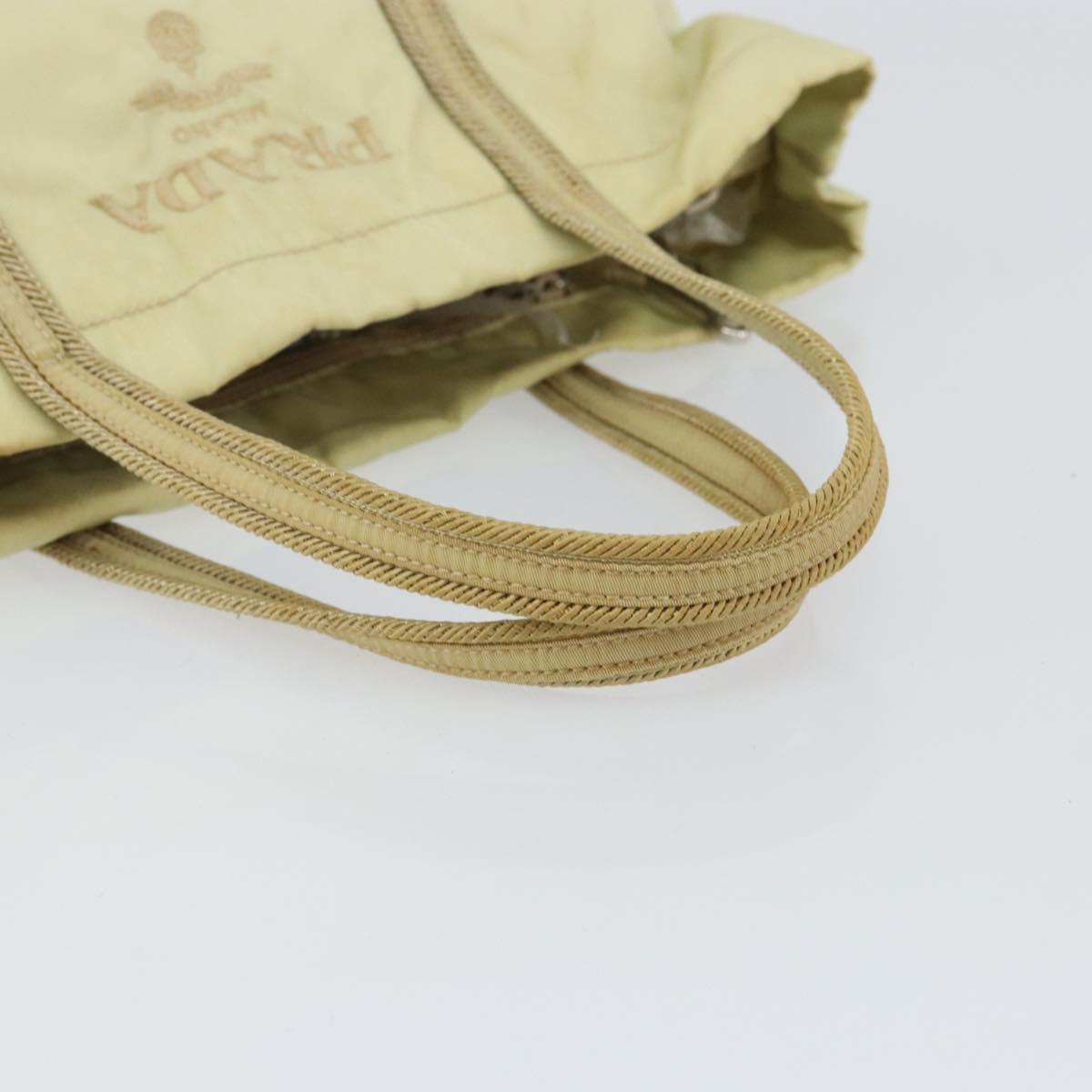 PRADA Hand Bag Nylon Ivory Silver Auth 148423