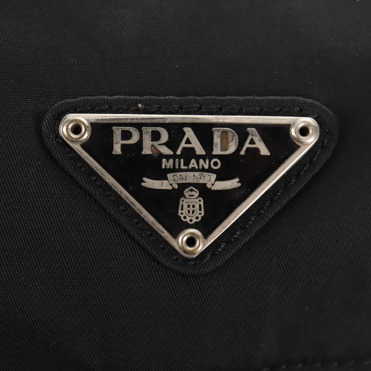 PRADA Shoulder Bag Nylon Black Silver Auth 148424