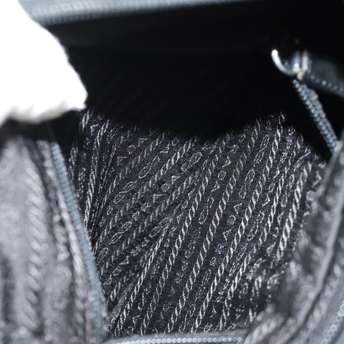 PRADA Shoulder Bag Nylon Black Silver Auth 148424