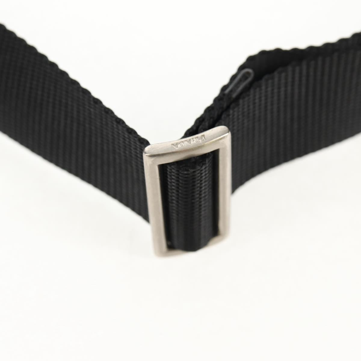 PRADA Shoulder Bag Nylon Black Silver Auth 148424