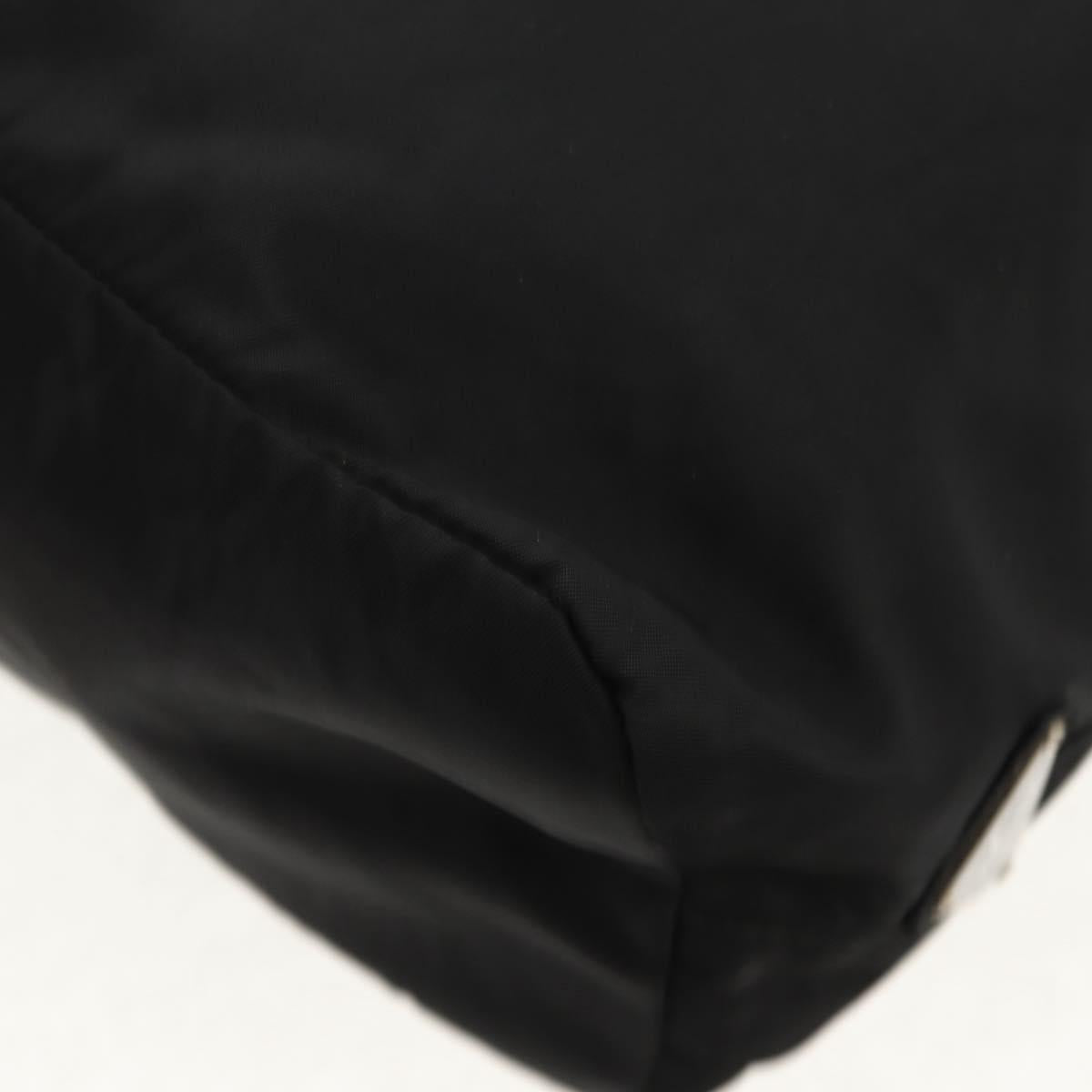 PRADA Hand Bag Nylon Black Silver Auth 148425