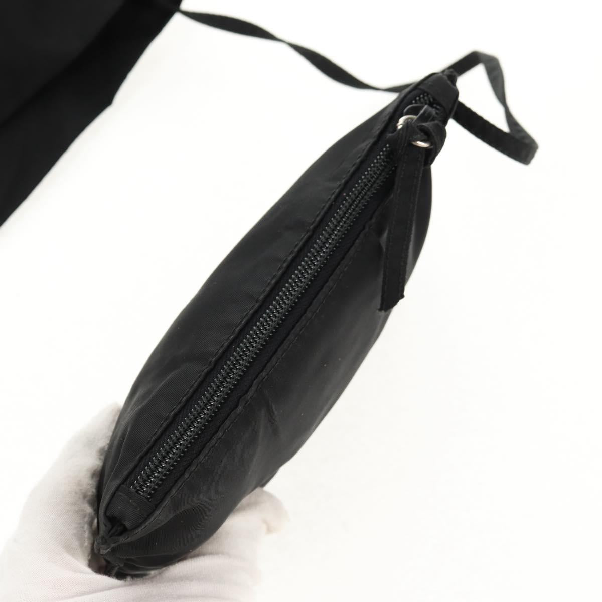 PRADA Hand Bag Nylon Black Silver Auth 148425