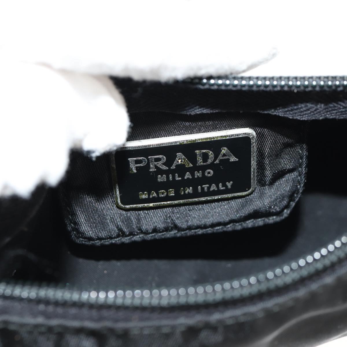 PRADA Hand Bag Nylon Black Silver Auth 148425