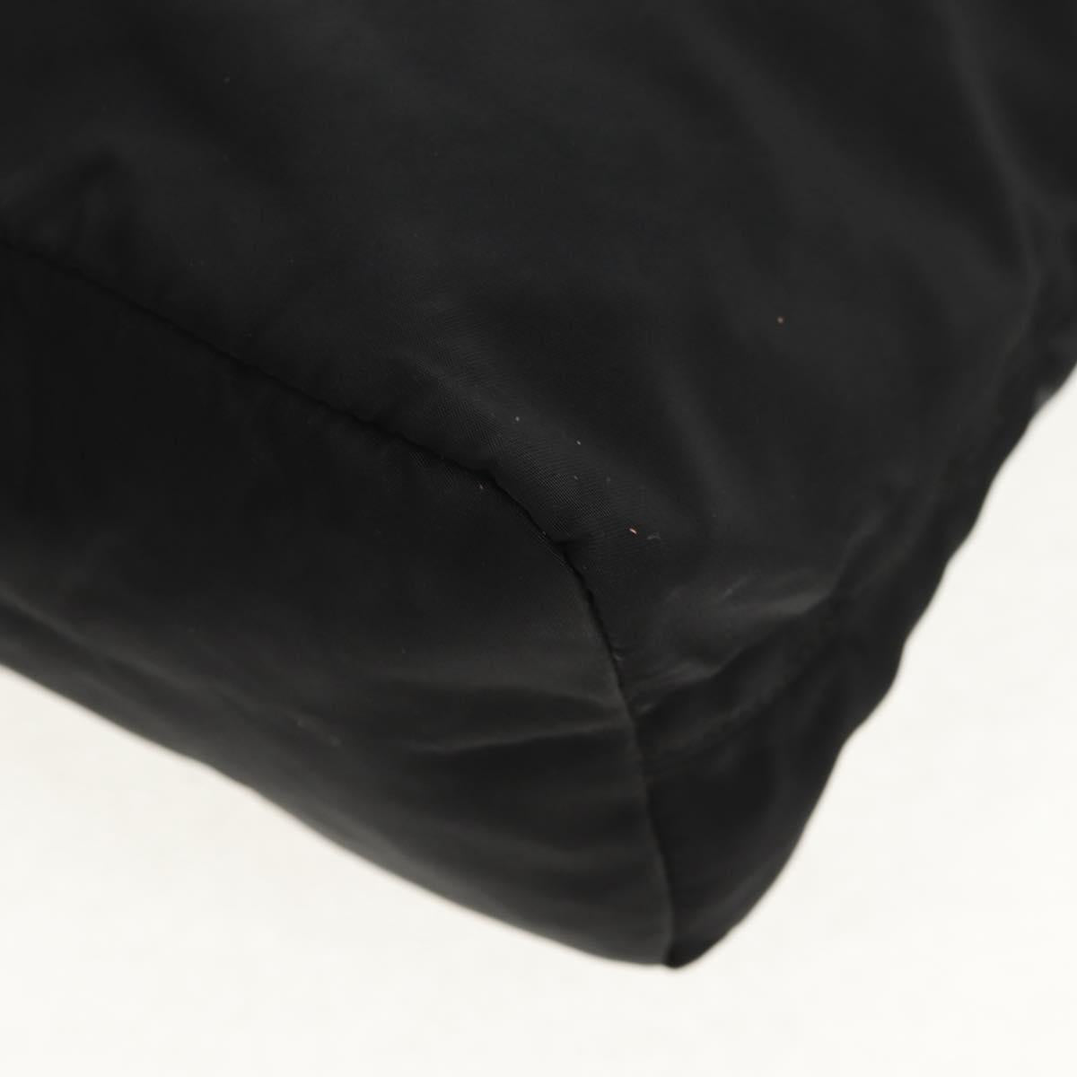 PRADA Hand Bag Nylon Black Silver Auth 148425